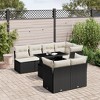 vidaXL Patio Sofa Set with Cushions Outdoor Furniture 8 Piece Poly Rattan - Black and Cream - 2 of 4