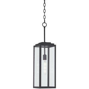 John Timberland Modern Outdoor Hanging Light Fixture Mystic Black 27 1/4" Clear Glass Panel for Exterior Barn Deck House Porch Patio Outside Garage - 1 of 4