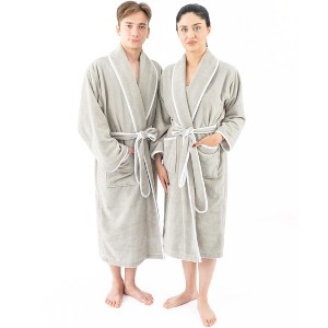 American Soft Linen Triga - Bamboo Robes for Women and Men, Unisex Plush Spa Lounging Bathrobe, 1 Piece Cozy Robe for Couples After Shower - 1 of 4