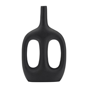 Sagebrook Home 9"Lx2"Wx15"H, Metal Hollow Handles Vase, Black, Decorative Vase for Wedding and Home Decor, Crafted with Aluminum, Modern and Elegant - 1 of 4
