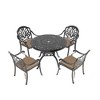 ACEPANO 5-Pieces Aluminum Patio Dining Coffee Table Set With Umbrella Hole, Brown Cushions-Black - 3 of 4