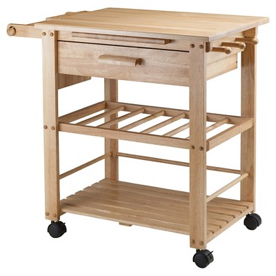 Utility Cart With Cutting Board Wood/natural - Winsome : Target