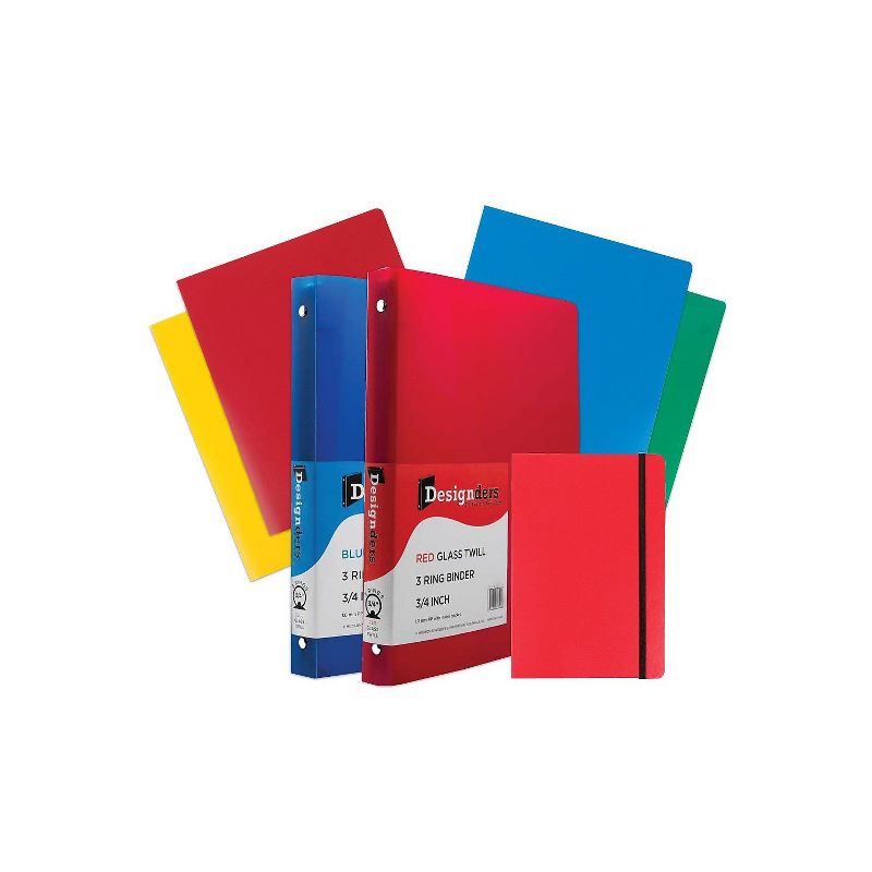 JAM Paper Back To School Assortments Red 4 Heavy Duty Folders 2 0.75 Inch Binders & 1 Red Journal, 1 of 2