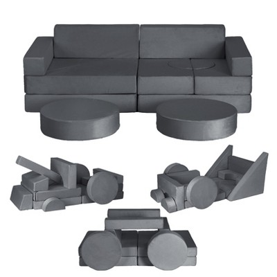 Kids Play Couch 14pcs Modular Playset Foam Couch for Toddlers Children,Convertible Kids Couch Sofa Indoor Furniture for Playroom