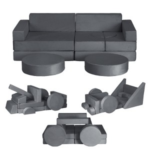 Kids Play Couch 14pcs Modular Playset Foam Couch for Toddlers Children,Convertible Kids Couch Sofa Indoor Furniture for Playroom - 1 of 4