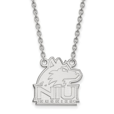 Black Bow Jewelry 10k White Gold Northern Illinois Huskies NCAA Necklace 18 Inch
