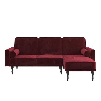 Easton Small Space Sectional Futon Burgundy Velvet Room Joy Target