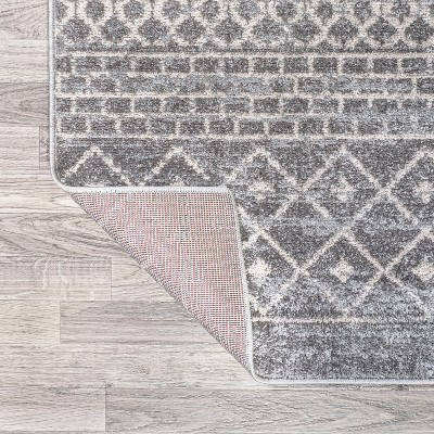 Gray Geometric Flat Woven Reversible 4' x 6' Synthetic Rug