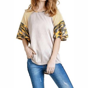 Women's Camo Bell Sleeve Top - umgee - 1 of 4