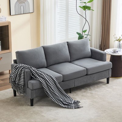 Hyleory 3-Seater Simple Design Sofa - Modern Fabric Sofa with Wooden Frame and Comfortable Cushions