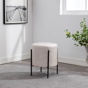 16" Modern Round Ottoman with Metal Base - WOVENBYRD - 1 of 4