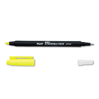 Pilot Markliter Black Ballpoint Pen & Fluorescent Yellow Chisel-Tip Highlighter Dozen 45600