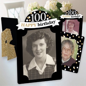 Big Dot of Happiness Adult 100th Birthday - Gold - Birthday Party 4x6 Picture Display - Paper Photo Frames - Set of 12 - 1 of 4