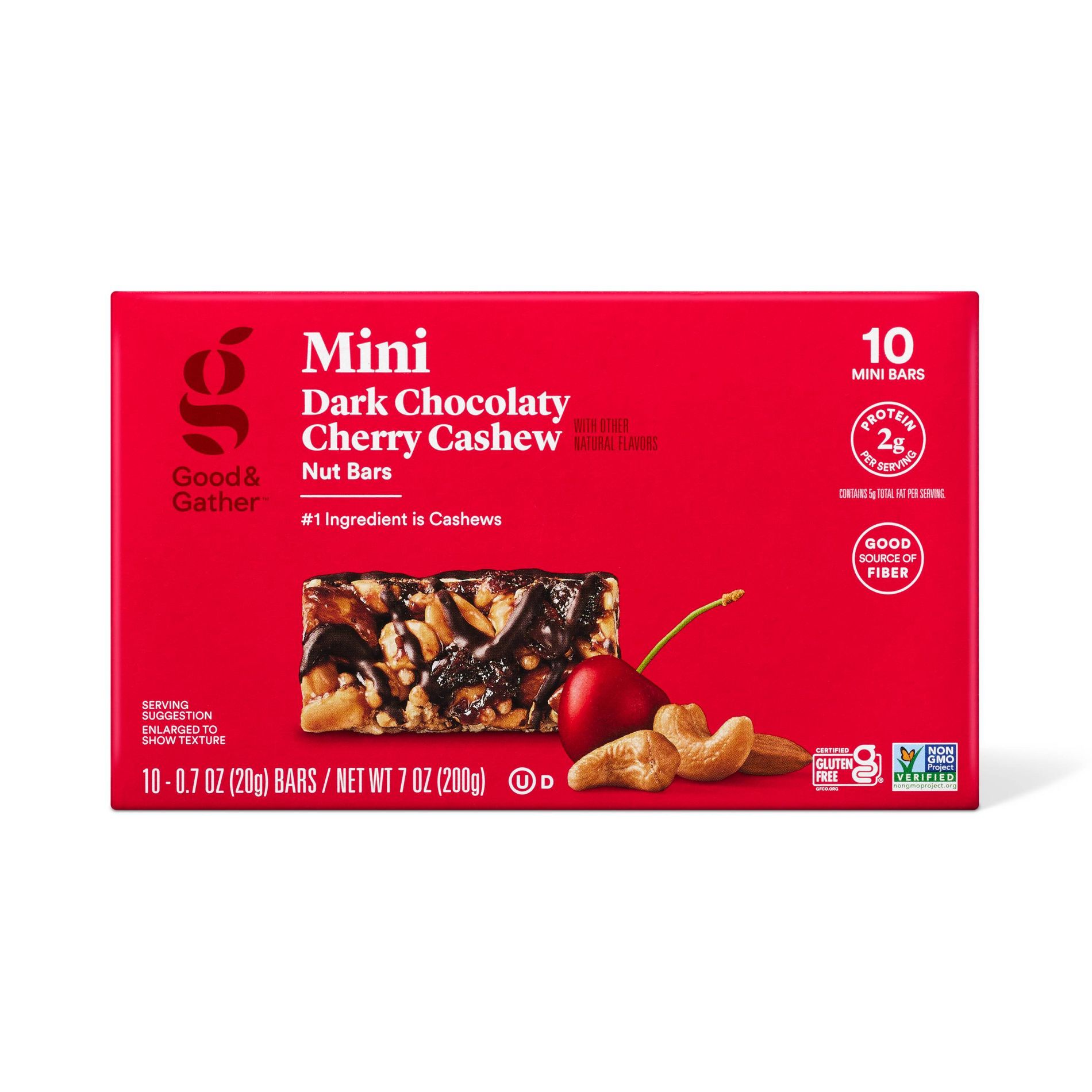 Mini Dark Chocolaty Cherry Cashew with Other Natural Flavors Nut Bars - 7oz/10ct - Good & Gather™