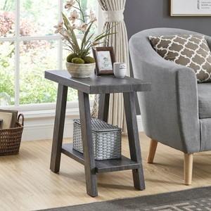 VYNXARIA Contemporary Wood Shelf Side Table in Gray Finish - 1 of 4