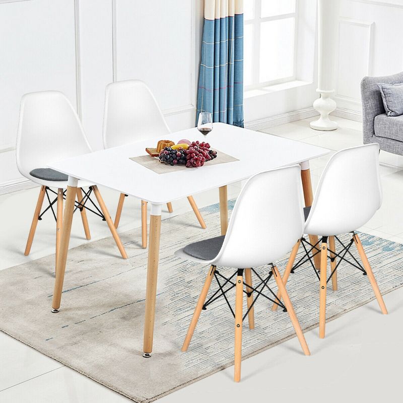 Costway 4PCS Dining Chair Mid Century Modern DSW Chair Furniture W/ Linen Cushion White, 2 of 11