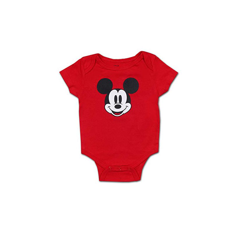 Disney Boy's 3-Pack Mickey Mouse Short Sleeve Baby Bodysuit Creeper, Jogger Pants and Bandana Bib Set for infant, 2 of 5