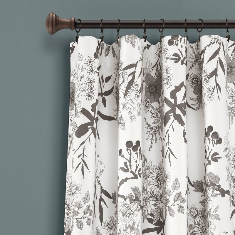 2pk 52&#34;x95&#34; Light Filtering Botanical Garden Curtain Panels Gray/White - Lush D&#233;cor, 3 of 9