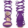 Perphy Women's Long Lace Up Open Toe Mid Chunky Open Toe Heel Sandals - 3 of 4