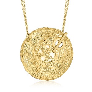 Ross-Simons Italian 18kt Gold Over Sterling Textured and Polished Ancient Arabic-Inspired Coin Toggle Necklace - 1 of 2