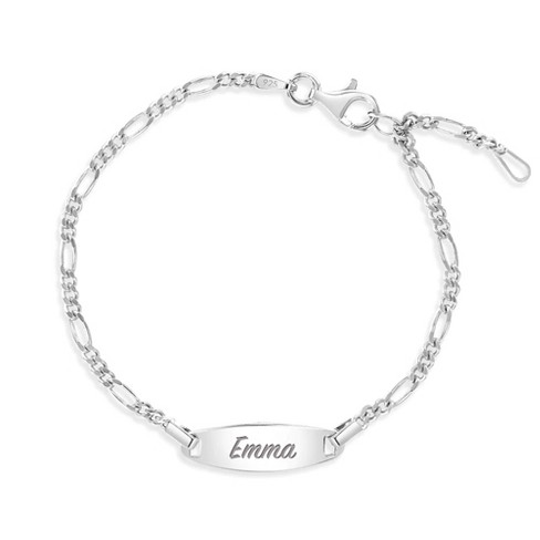 Girls' Traditional Oval Classic Tag Id Bracelet Sterling Silver - 6.5 ...