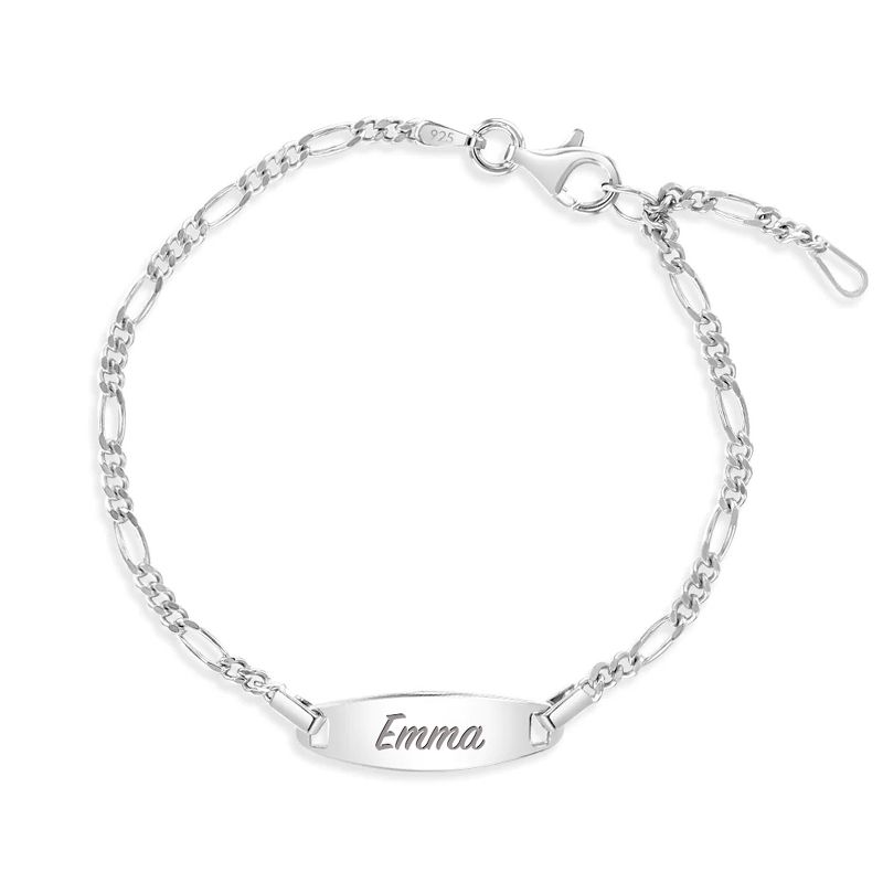 Girls' Traditional Oval Classic Tag ID Bracelet Sterling Silver - In Season Jewelry, 1 of 7