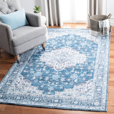 Classic Blue and Grey Tufted Cotton Area Rug