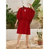 HAPPY BAY Women's House Daily Routine Evening Wear Mini Casual Caftan Short Sleeve Vacation Dressessuit Cover Ups for Women 2X-3X Red, Solid - 4 of 4
