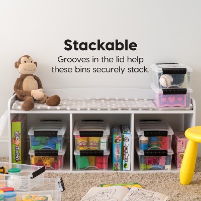 Clear Stackable Plastic Storage Bins with Secure Lids, 5.75qt, 10 Pack