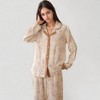 Anna-Kaci Lounge Women's Floral Print Long Sleeve Pajama Set with Contrast Piping Trim and Relaxed Button-Up Shirt - 4 of 4