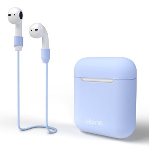 iHome AirPods Case Cover and Magnetic Neckband Bundle, Silicone Case, Charging Flexibility, Durable Protection, Pastel Blue - 1 of 4
