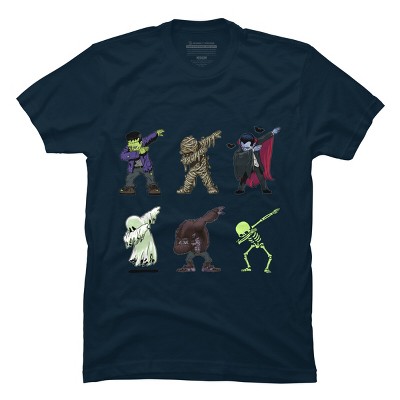 Men's Design By Humans Dabbing Halloween Creatures Skeleton Zombie Dab By vomaria T-Shirt