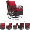 3-Piece Outdoor Wicker Patio Set, 360° Swivel Rocker Chairs with Cushions & Tempered Glass Side Table, Elegant Bistro Set for Backyard & Patio - 4 of 4