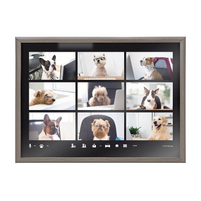 24" x 18" Gray Framed Video Chat Dogs Printed Glass Wall Art