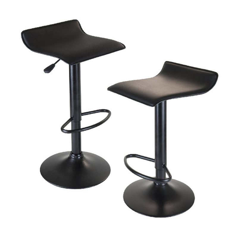 3pc Obsidian Bar Height Dining Set with Air Lift Adjustable Stools Wood/Black - Winsome, 5 of 6