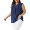 Women's Plus Size Elegant Formal Polka Dots Sleeveless Tie Neck Tank Top - Agnes Orinda - 2 of 4