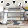 QingMoon Kids Loft Bed, Solid Wood Floor Bunk Bed Frame with Convertible Slide, Safety Guardrails and Ladder for Bedroom - 3 of 4