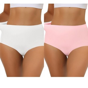 Allegra K Women's Elastic High-Waisted Unlined Breathable No-Show Hipster Underwear 2 Packs - 1 of 4