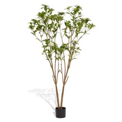 Maggift Artificial Plant Home Decoration Iron Tree Leaves Tree Bonsai Simulated Green Plant Pot Indoor Living Room 1set , Green, 6.7"*23.6"*63"