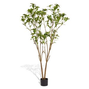 Syemin Artificial Plant Home Decoration Iron Tree Leaves Tree Bonsai Simulated Green Plant Pot Indoor Living Room 1set , Green, 6.7"*23.6"*63" - 1 of 4
