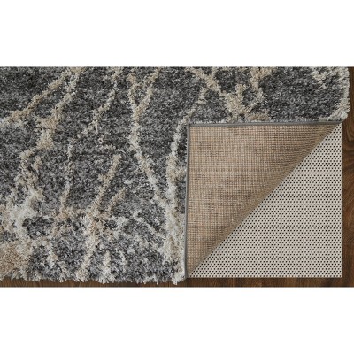 Gray Geometric Shag Stain-Resistant 5' x 8' Area Rug