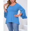 Plus-Size-Tops for Women Flowy Pleating V Neck Shirts Cute Ruffle 3/4 Length Sleeve Tunics Dressy Casual Blouses - 2 of 4