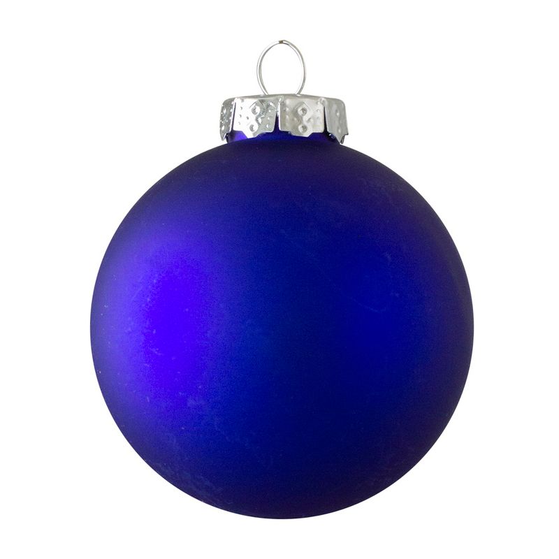 Northlight 4ct Royal Blue 2-Finish Glass Christmas Ball Ornaments 4" (100mm), 3 of 6