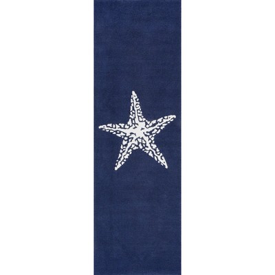 Nuloom Hand Hooked Marine Indoor/ Outdoor Area Rug, Runner 2' 6" x 8', Blue