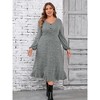 KOJOOIN Women's Plus Size Sweater Dress V-Neck Long Sleeve Fall Winter Dressed with Pockets Light Grey 2XL - 4 of 4