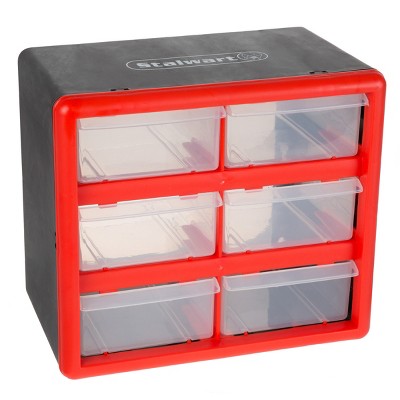 6 Drawer Storage Cabinet- Six Compartment Plastic Organizer- Desktop or Wall Mount Container for Hardware, Parts, Crafts and Tools by Fleming Supply