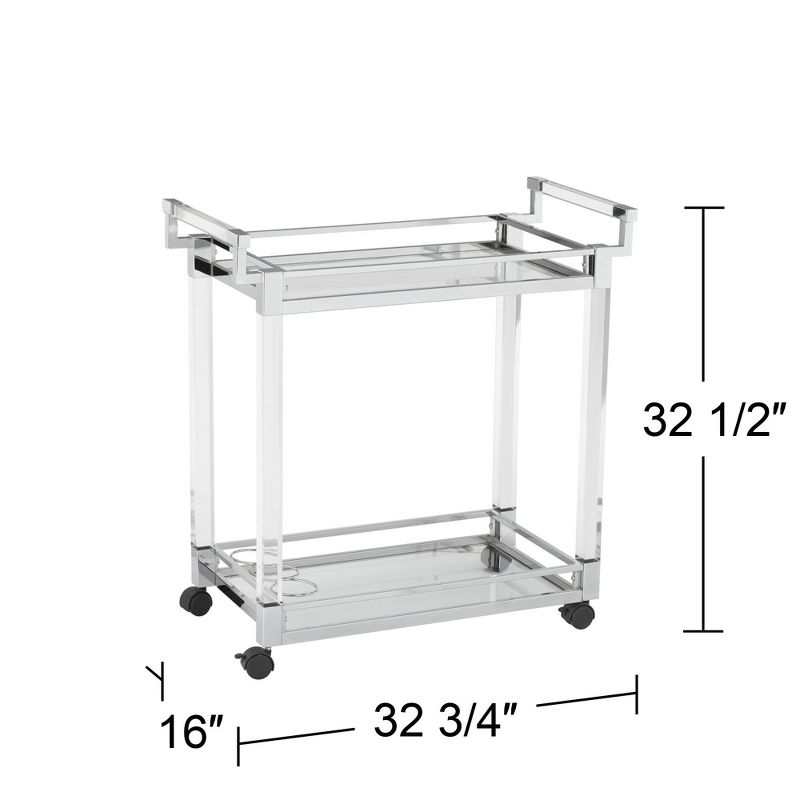Studio 55D Rossi 32 3/4" Wide Clear Acrylic and Chrome Rolling Serving Bar Cart, 4 of 9