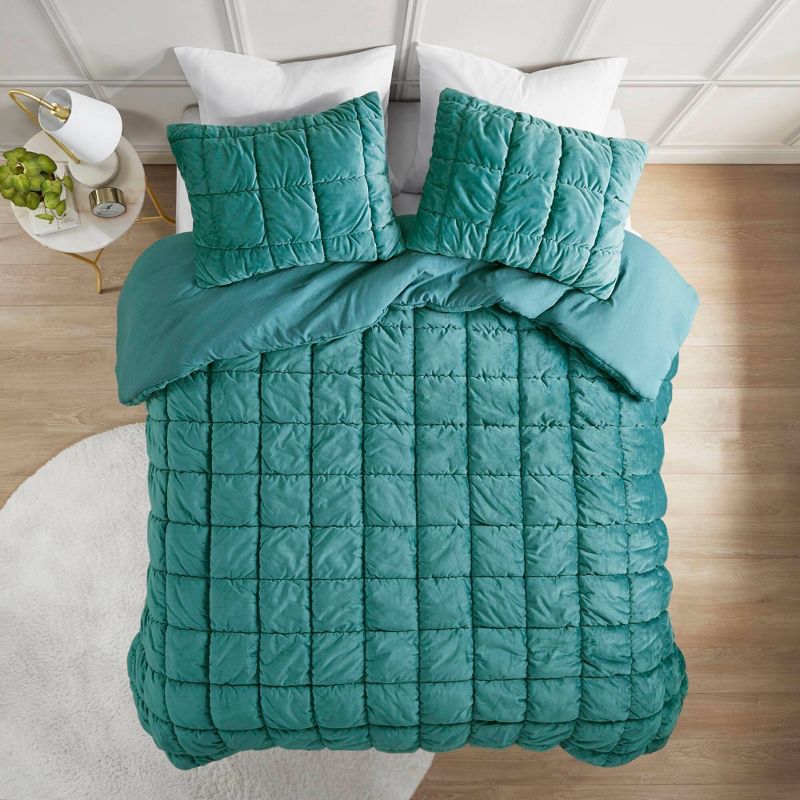 Intelligent Design Velvet Dream Puff Ultra Soft Weave Comforter Set, 1 of 12