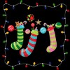 Junior's Design By Humans Christmas Stocking with Christmas Lights By realdealclipart T-Shirt - 2 of 3