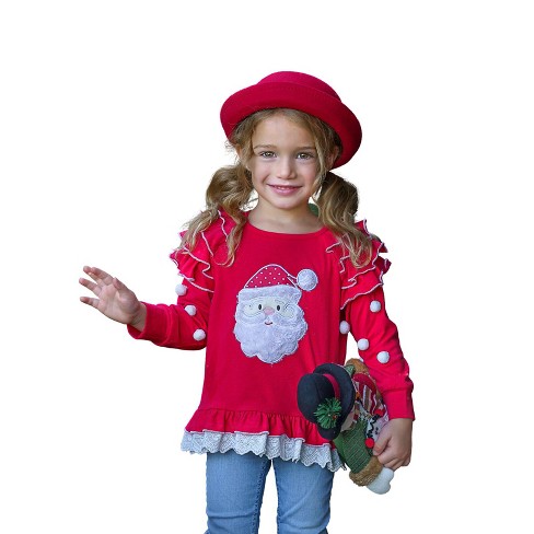 Cozy Winter Sweaters  Girls Red Snowflake & Pearls Fuzzy Sweater – Mia  Belle Girls